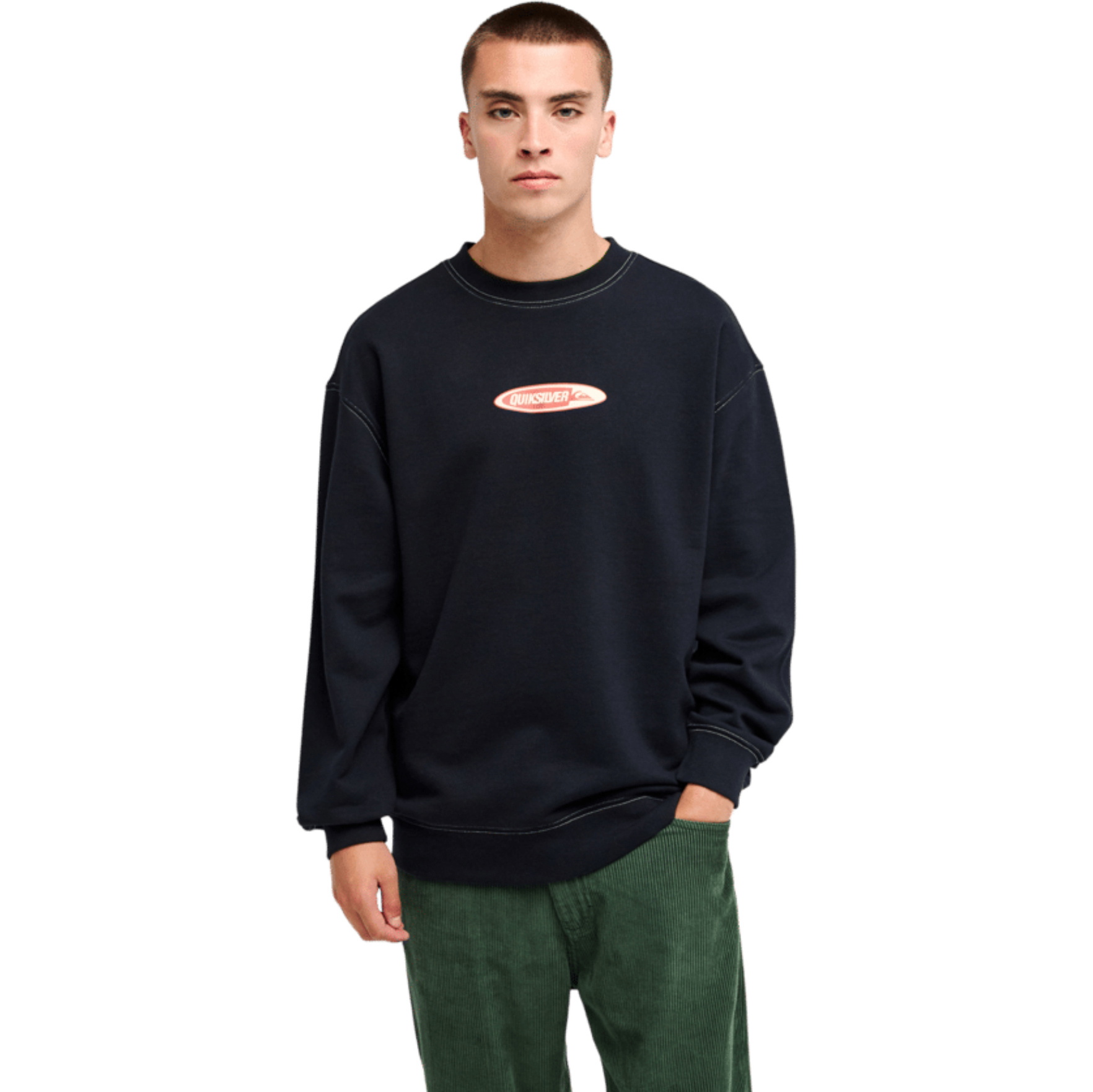 2026 Quiksilver Mens Disk Crew Sweatshirt EQYFT05232 - Black